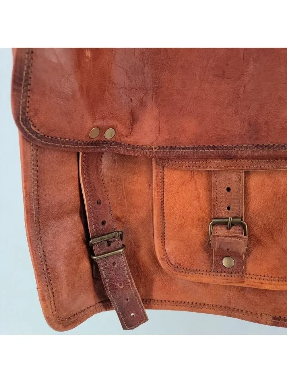 Unbranded Leather Messenger Bag | Rugged Heritage Satchel | Buckle Strap